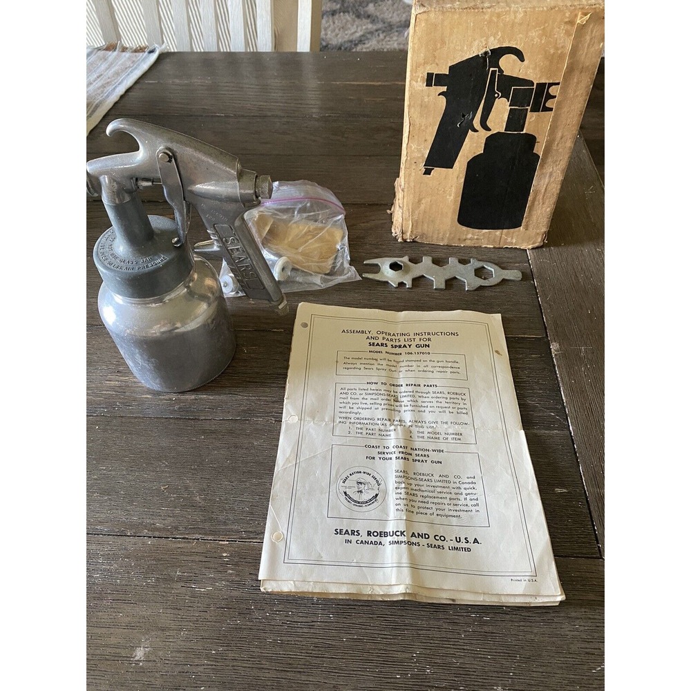Vintage Sears 106.157120-090 Air Paint Sprayer Spray Gun W/owners Manual And Box